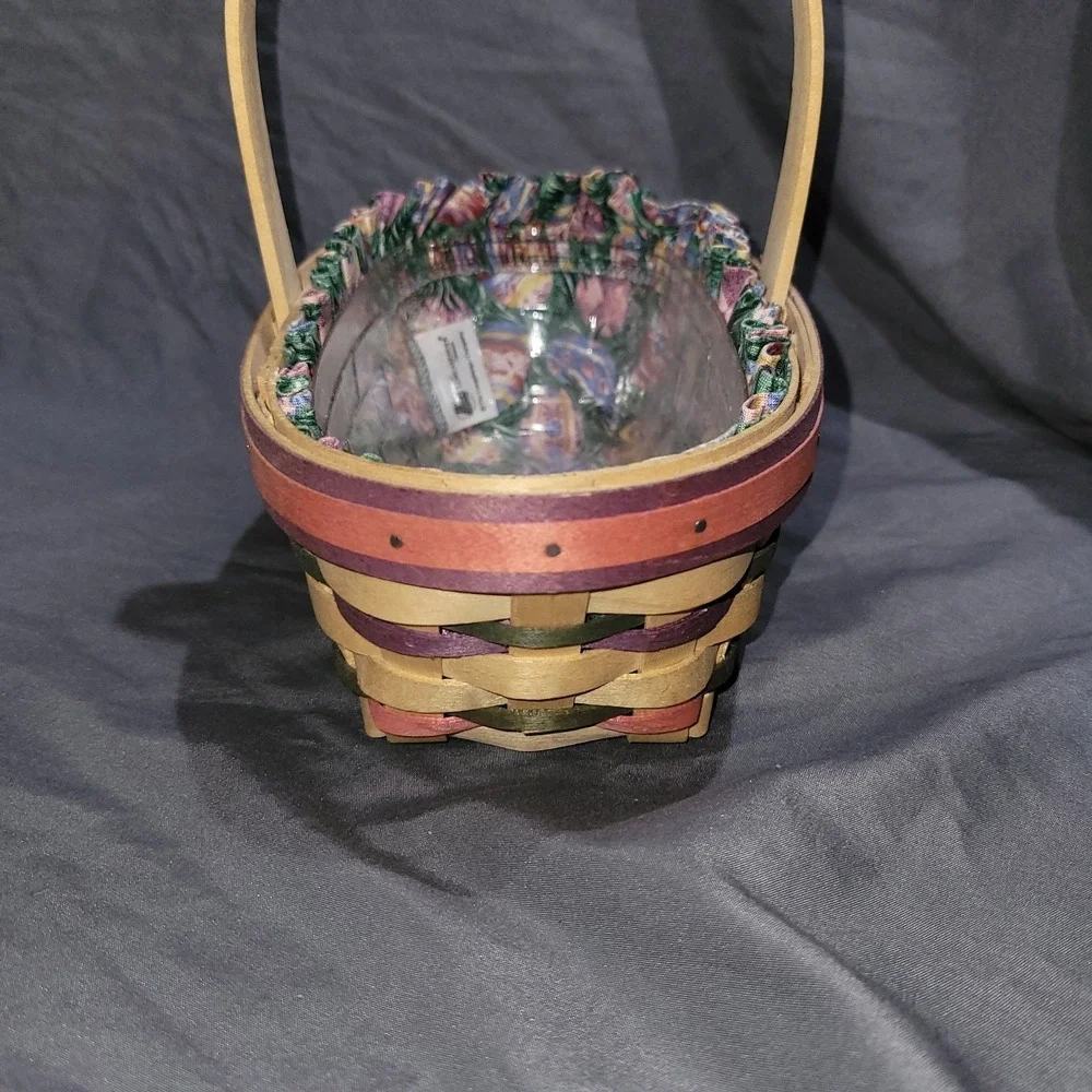 Longaberger 1997 Small Easter Basket W Easter Egg Design Fabric Liner And Insert